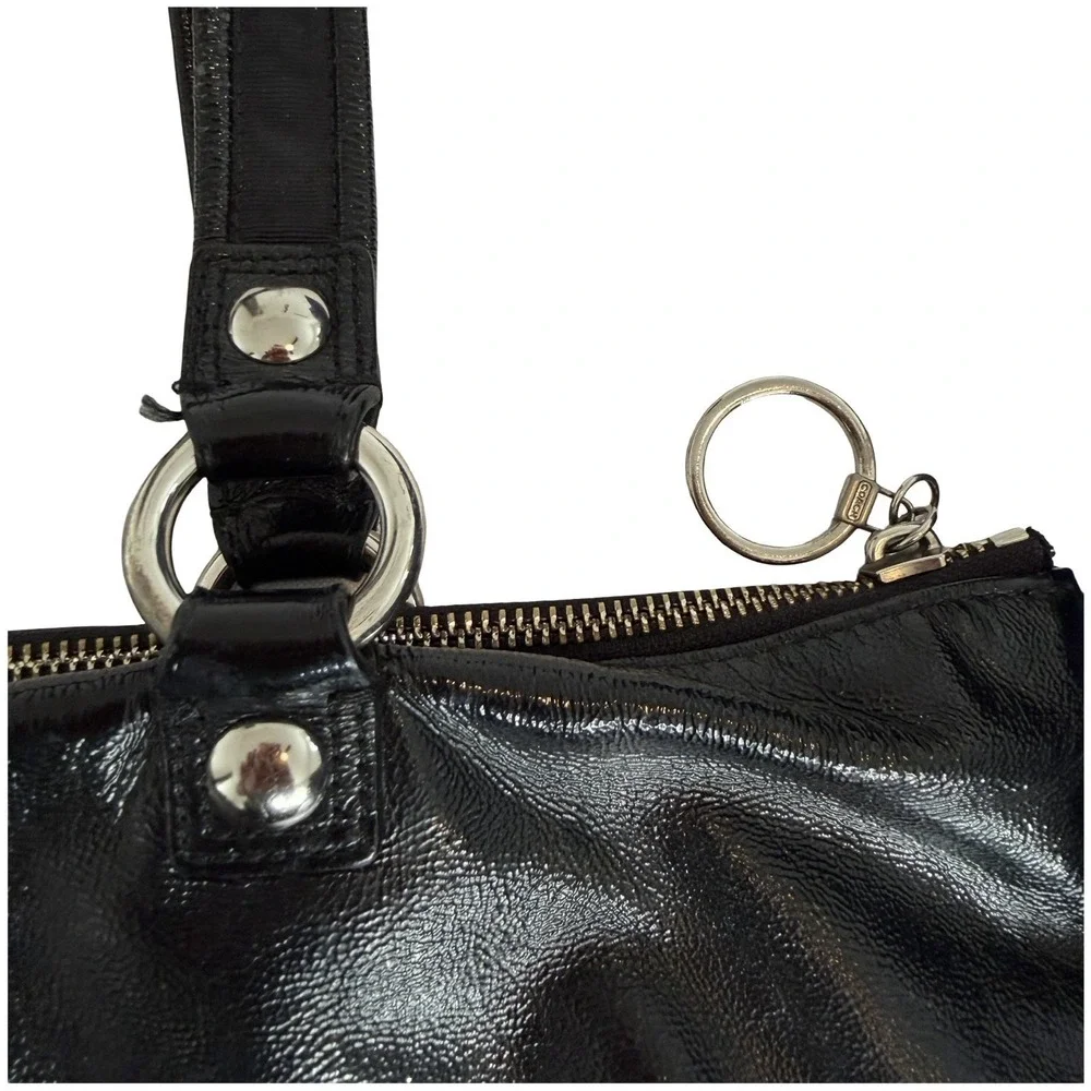 COACH Poppy Large Patent‎ Leather Handbag Shoulder Bag 15791 Black Y2K 2000s - Picture 12 of 16